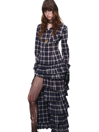 Plaid Tiered Skirt Set