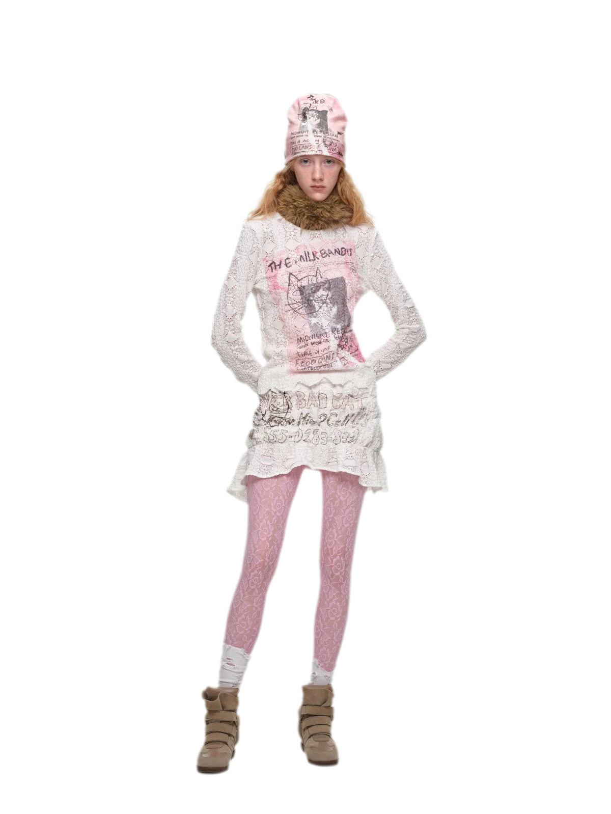Conjunto de dos piezas de encaje desgastado