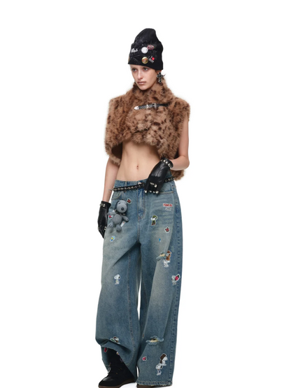 Belted Leopard Faux Fur Vest