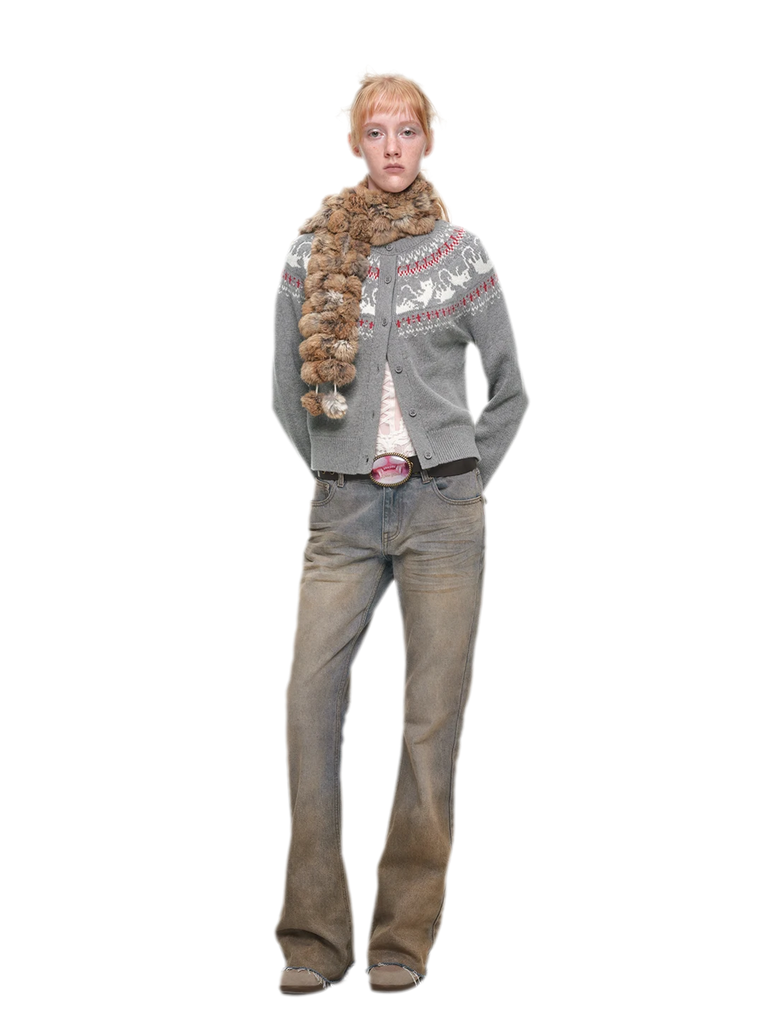 Gilet à motif chat Fair Isle