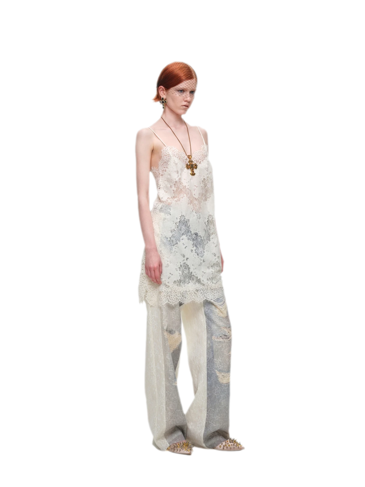 Washed Lace Straight Pants