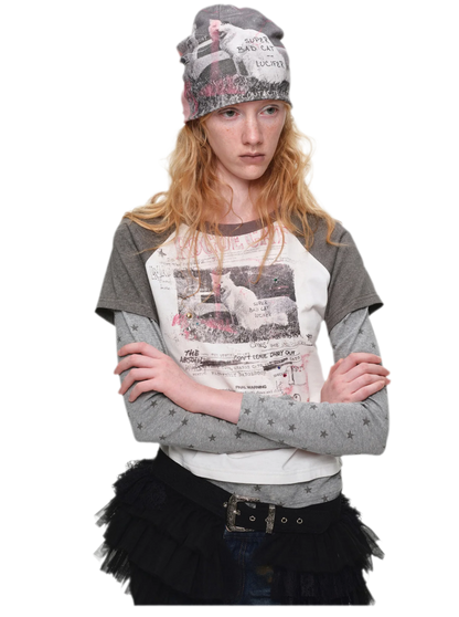 Graphic Color-Block Raglan T-Shirt