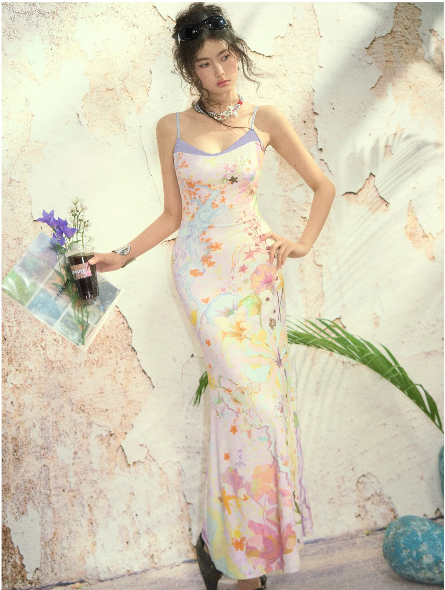 Oil-Painted Print Organza Set