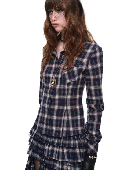 Plaid Tiered Skirt Set