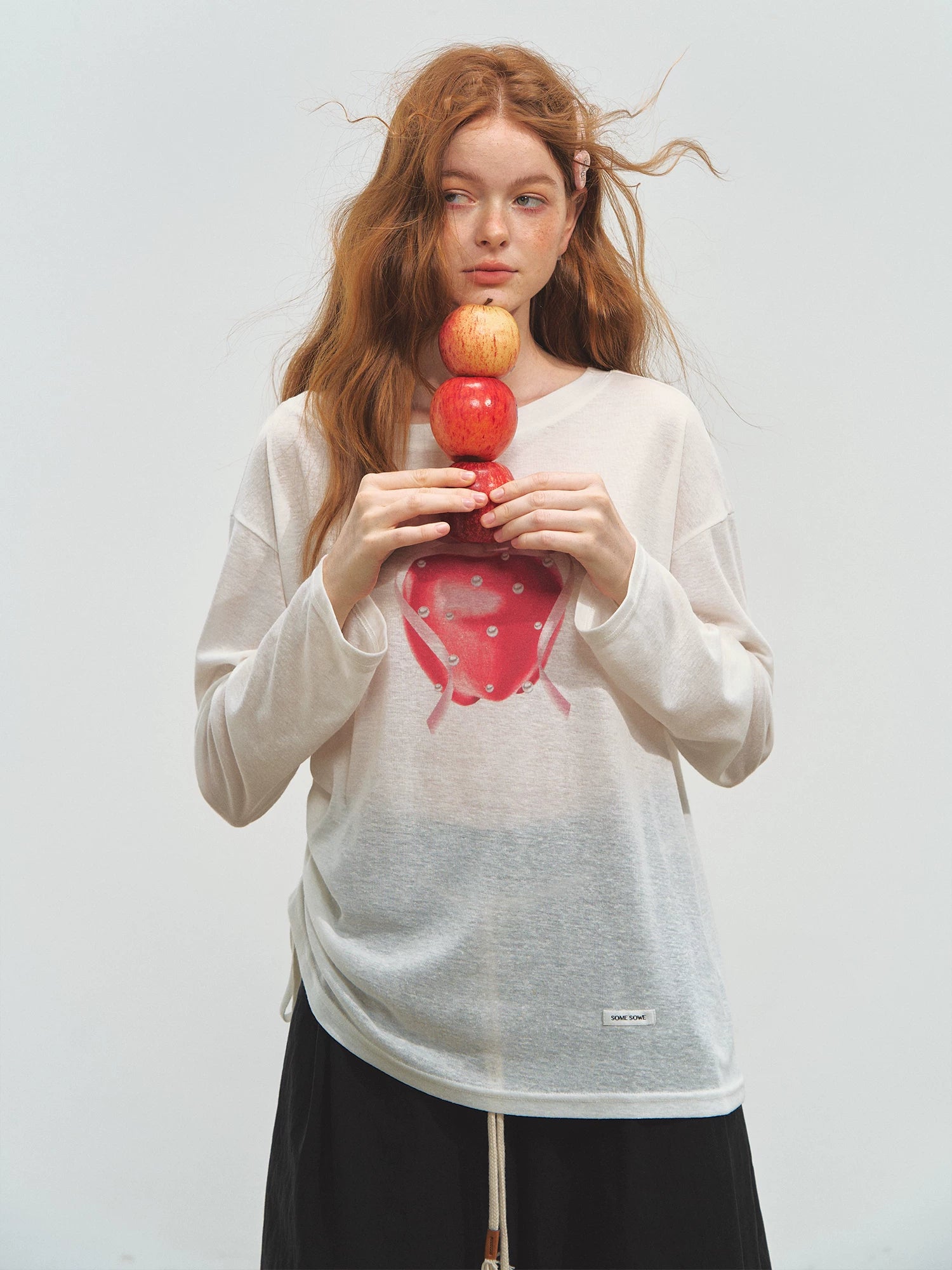 Relaxed Tie Sheer Mesh Long Sleeve T-Shirt