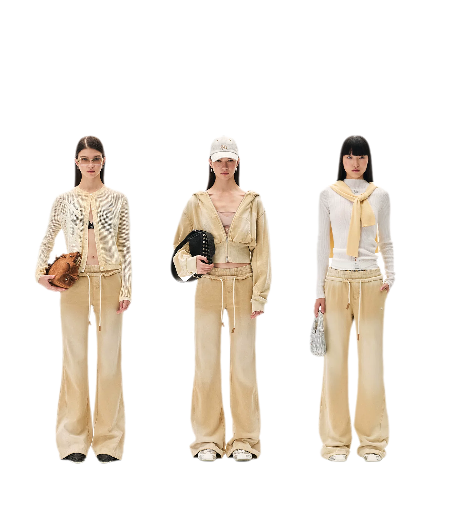 Sand-Washed Faded Straight-Leg Pants