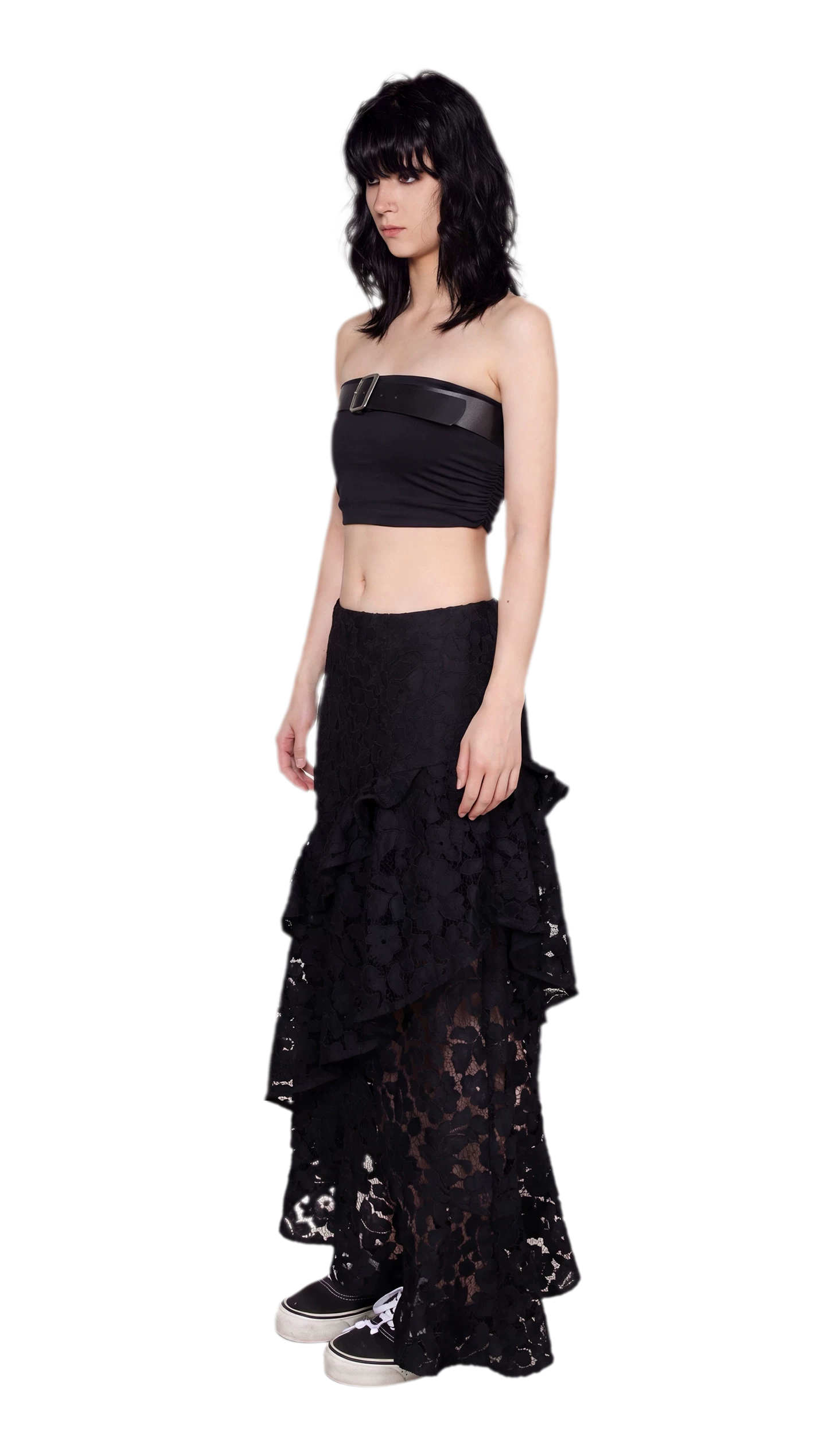 Spray-Dyed Lace Asymmetric Skirt