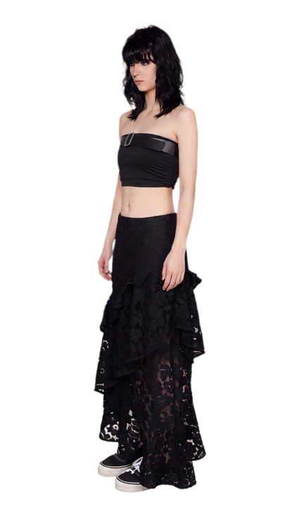 Spray-Dyed Lace Asymmetric Skirt