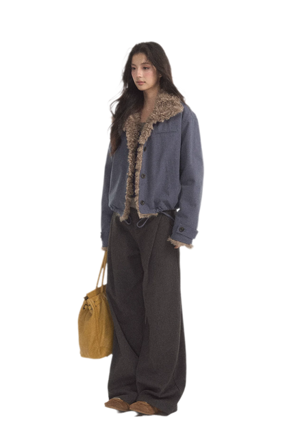 Faux Lamb-Wool Patchwork Jacket