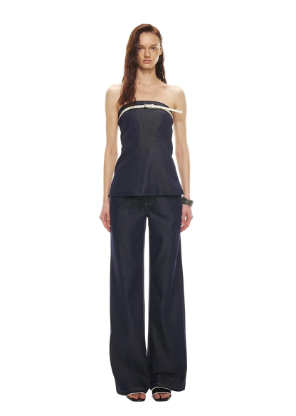 Soft Tencel Denim Fishtail Bustier Top &amp; Pants