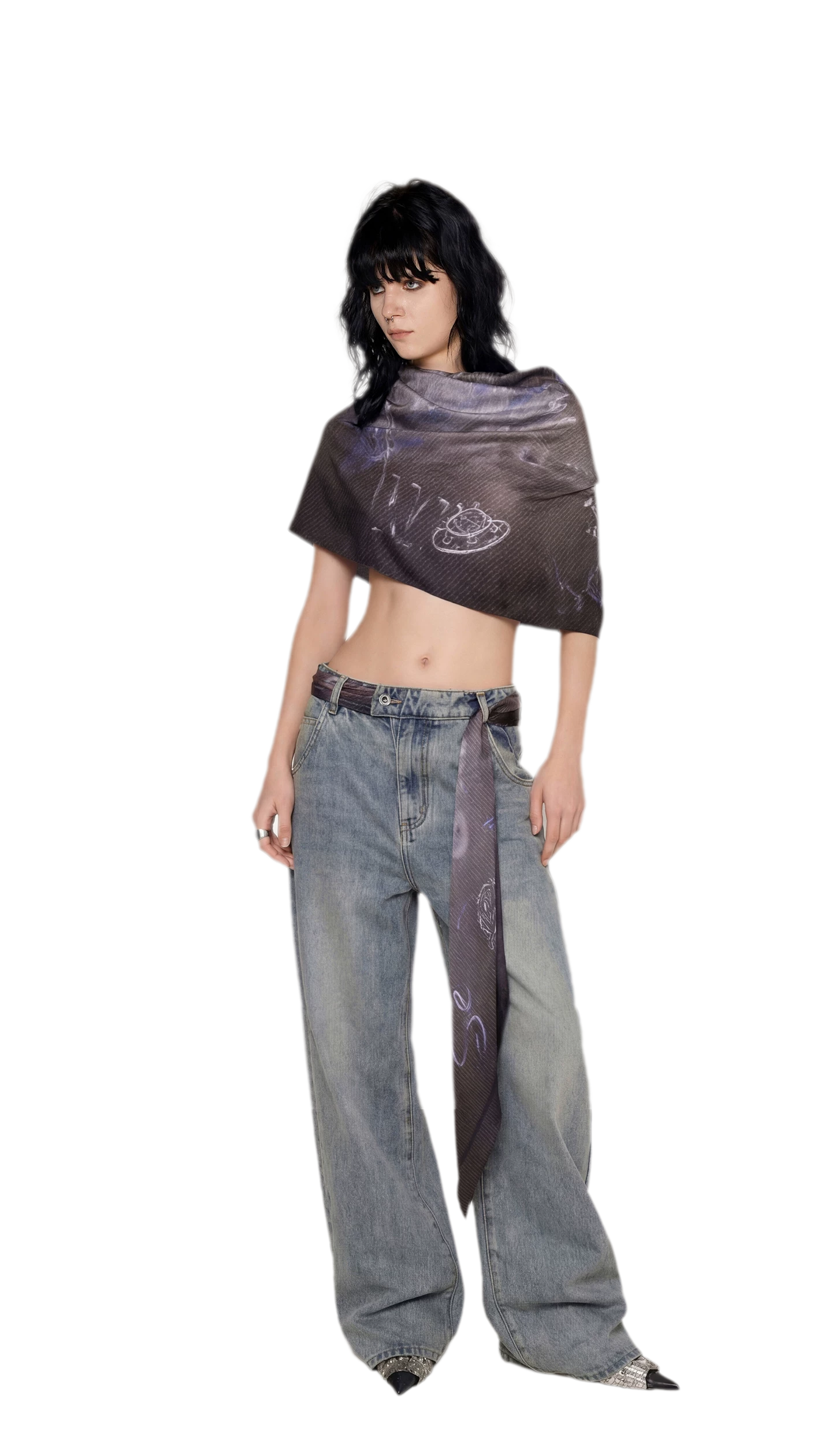 Graffiti Print Silk Scarf