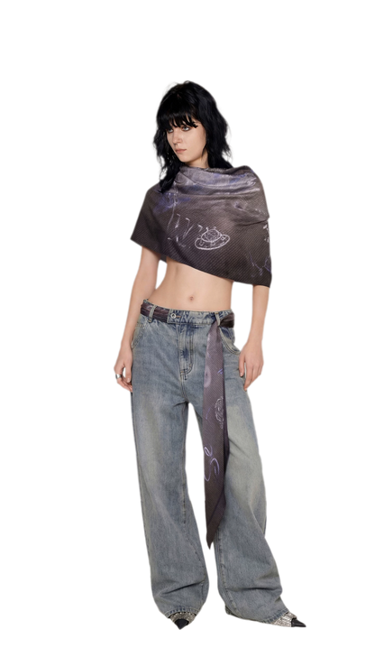 Graffiti Print Silk Scarf