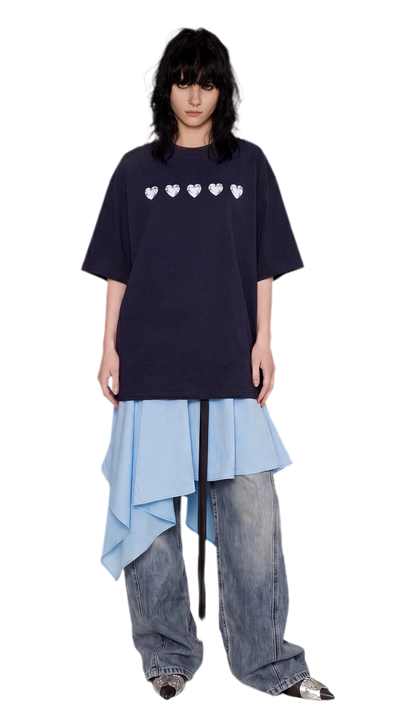 Silver Print Oversized T-Shirt