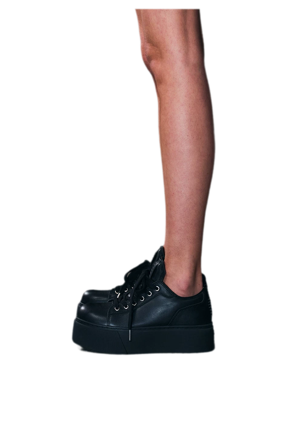 Sculptural Leather Thick-Soled Sneakers