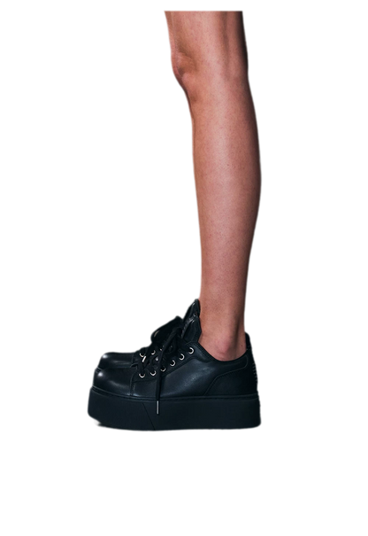 Sculptural Leather Thick-Soled Sneakers