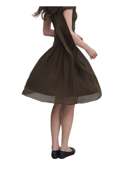 Tie-Neck Flared Skirt Set