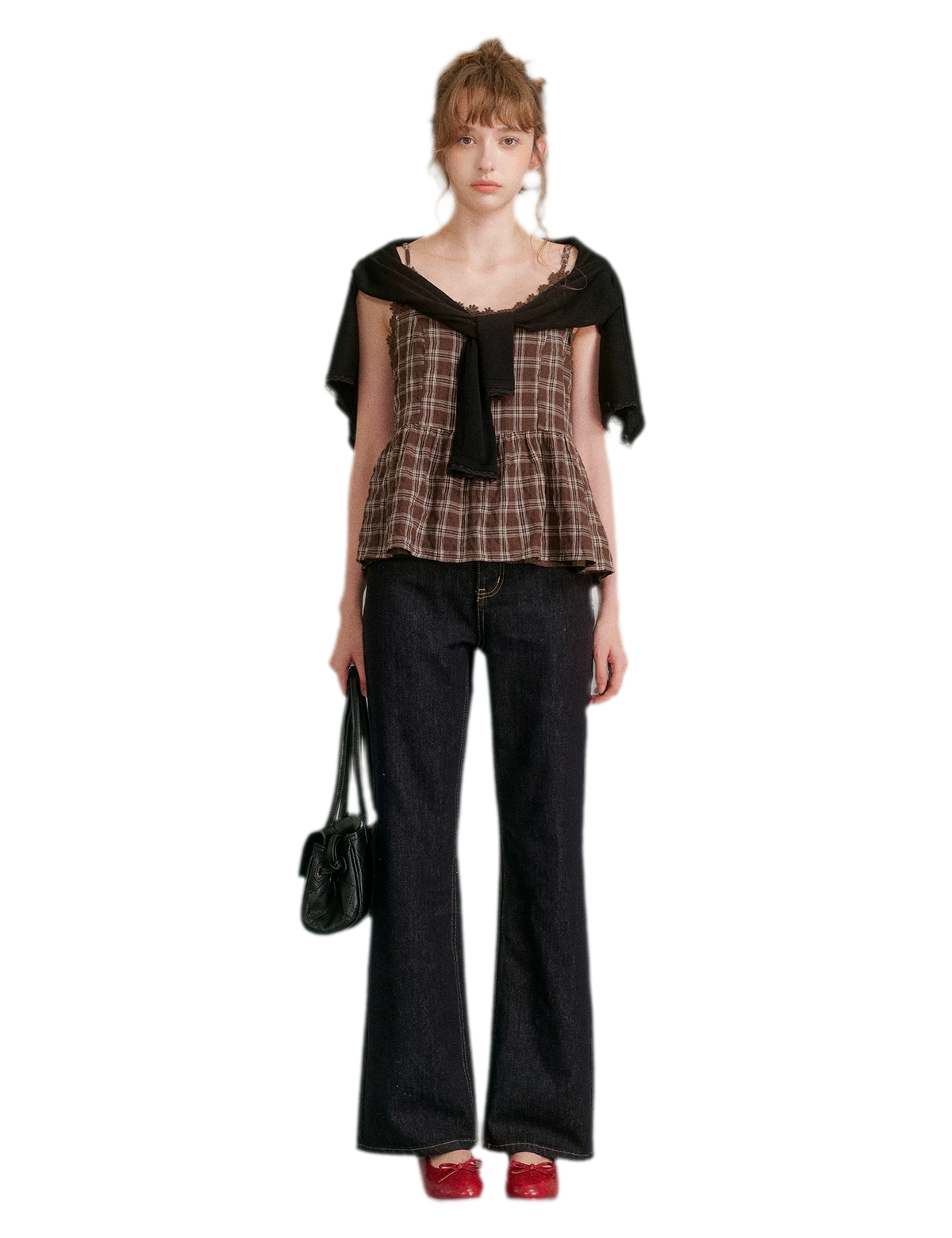 Textured Plaid Lace Top