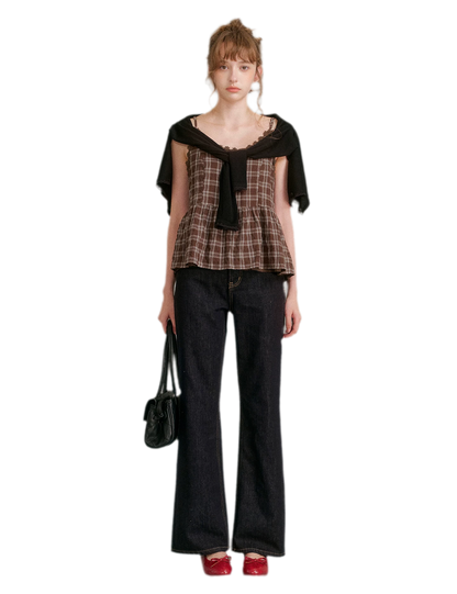 Textured Plaid Lace Top