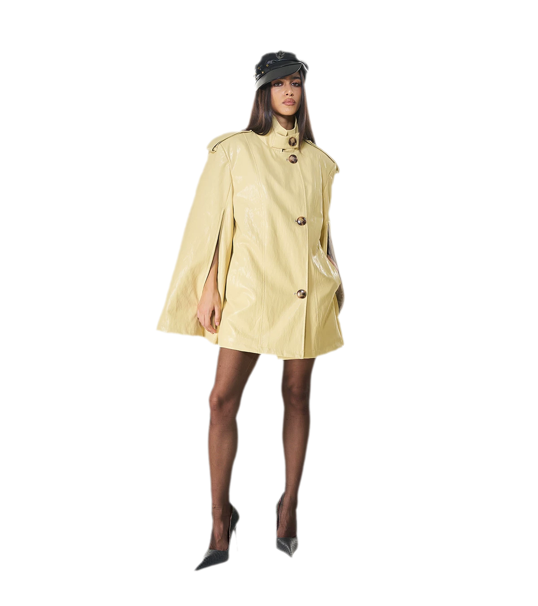 Glossy PU Cape Coat
