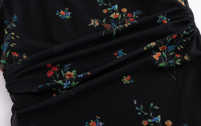 Dark Floral Mesh Qipao Dress