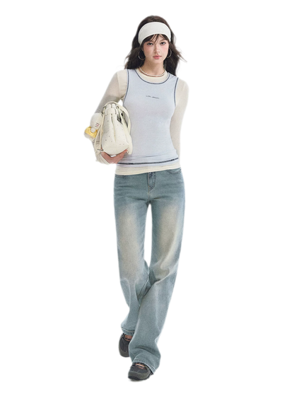 Contrast Trim Layered T-Shirt