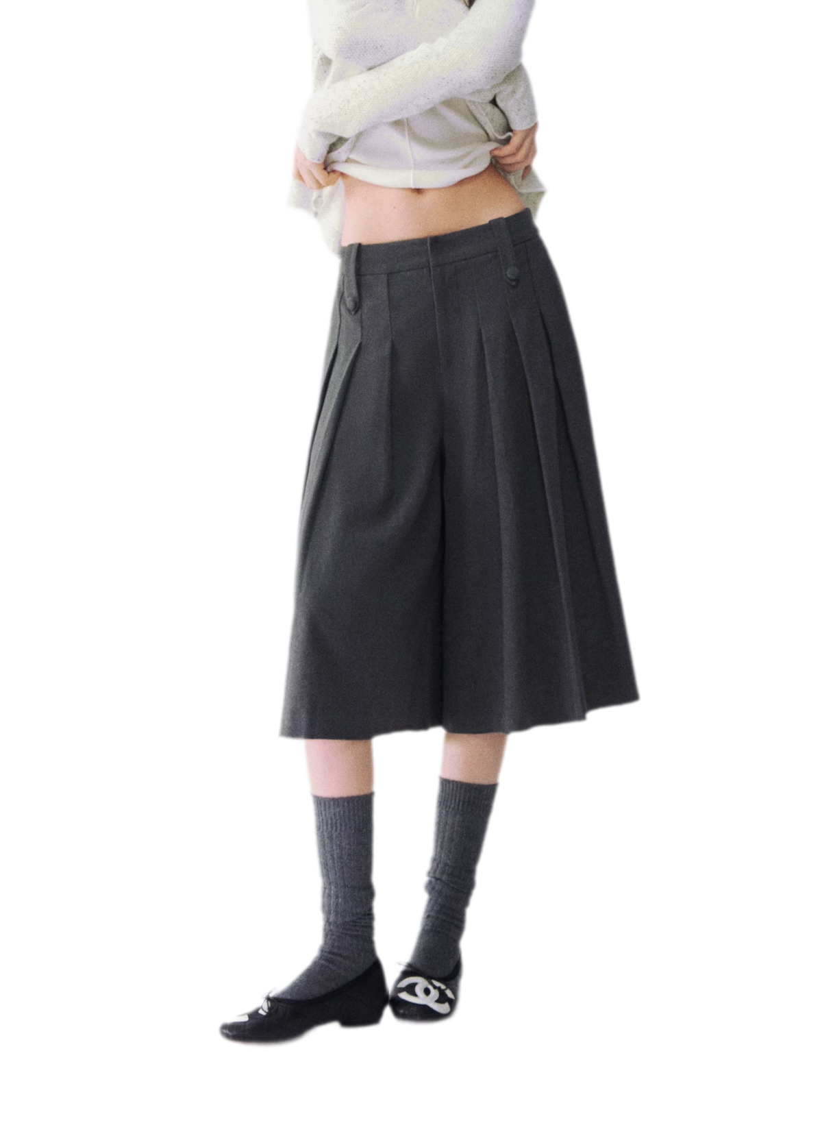 Quần culotte ống rộng xếp ly