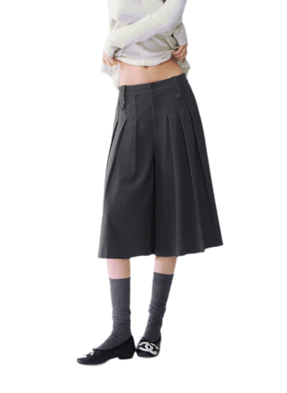 Quần culotte ống rộng xếp ly