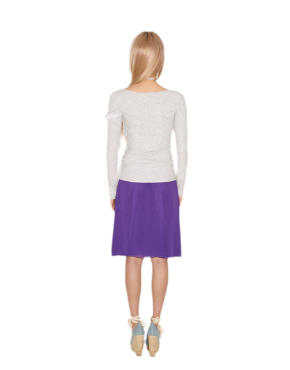 Lace Ruffle Fitted Long-Sleeve Top