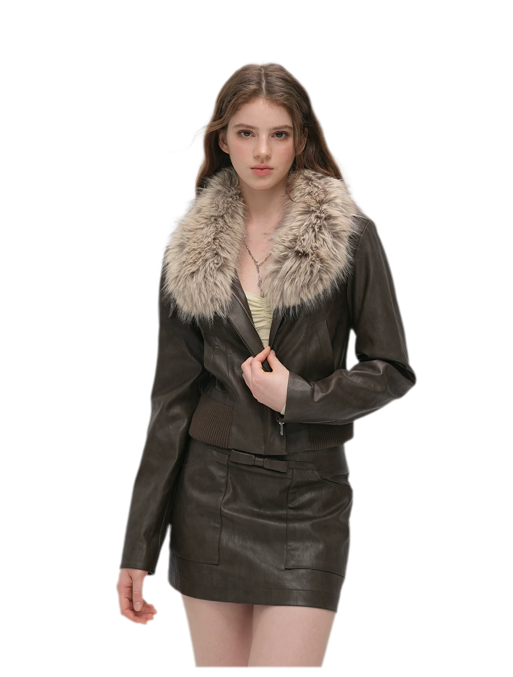 Textured Cropped PU Jacket