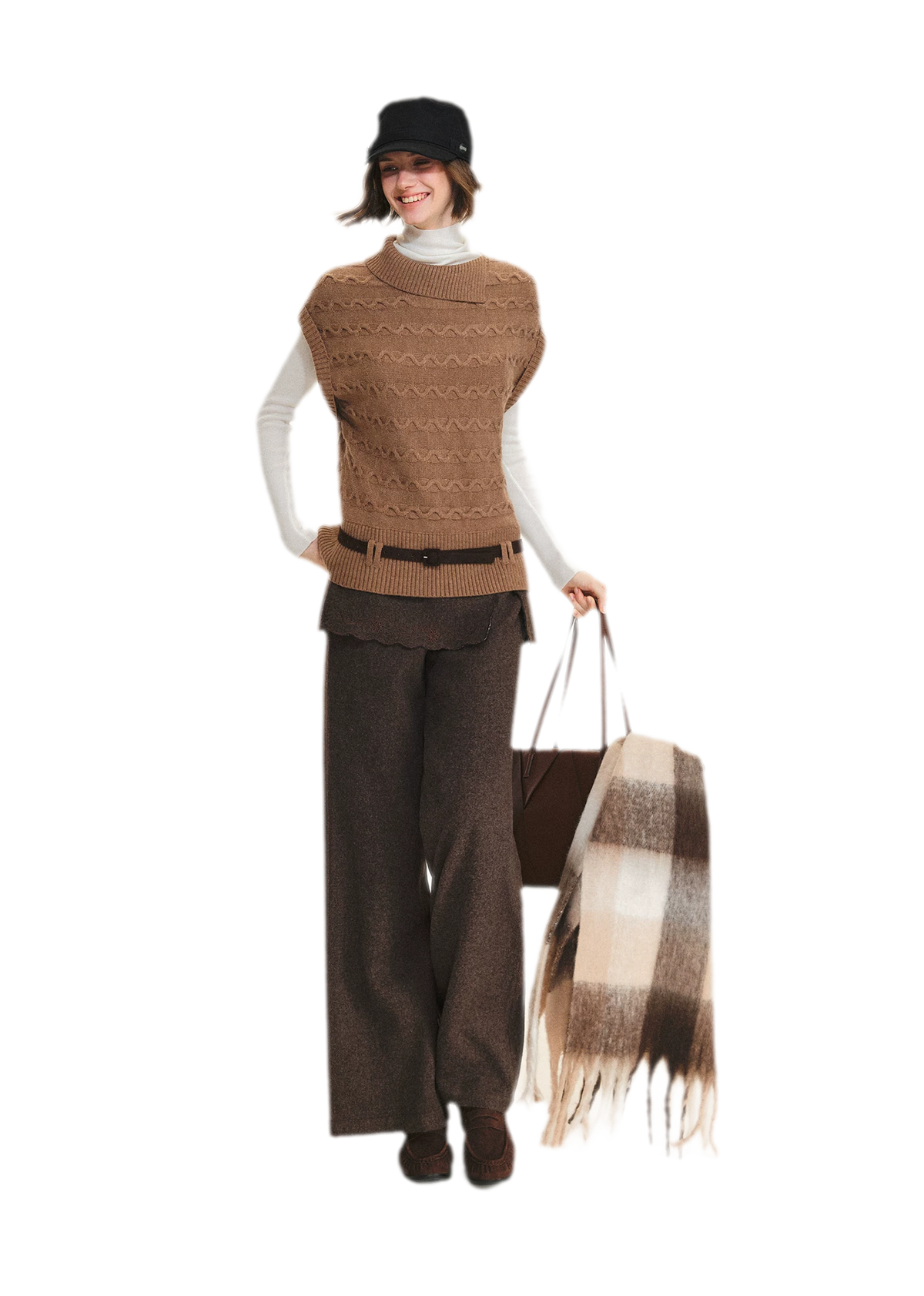 Weicher karierter Oversize-Schal mit Fransen
