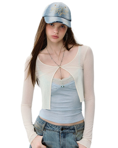 Sheer Cropped Sun Cardigan