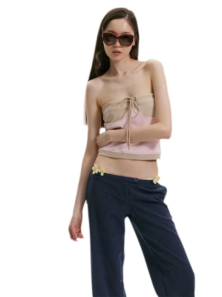 Star Ribbed Bandeau Top