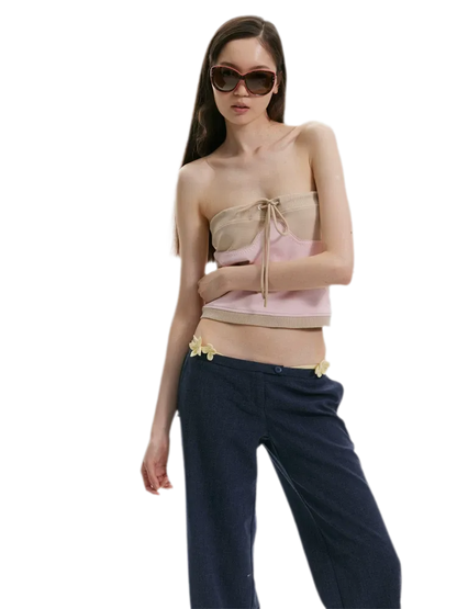 Star Ribbed Bandeau Top