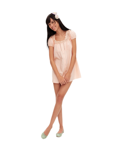 Lace Trim Puff Sleeve Dress