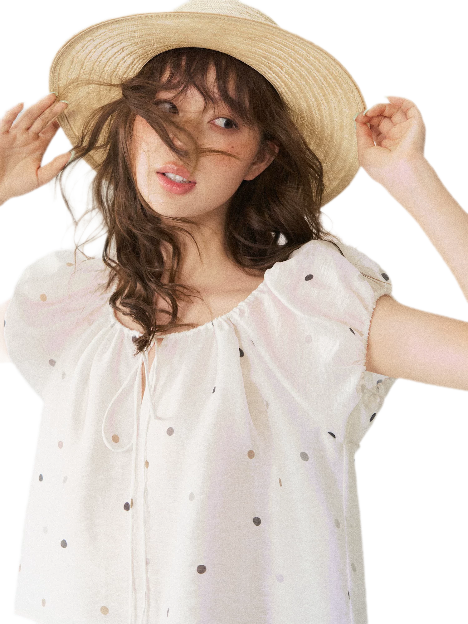 Polka Dot Puff Sleeve Top