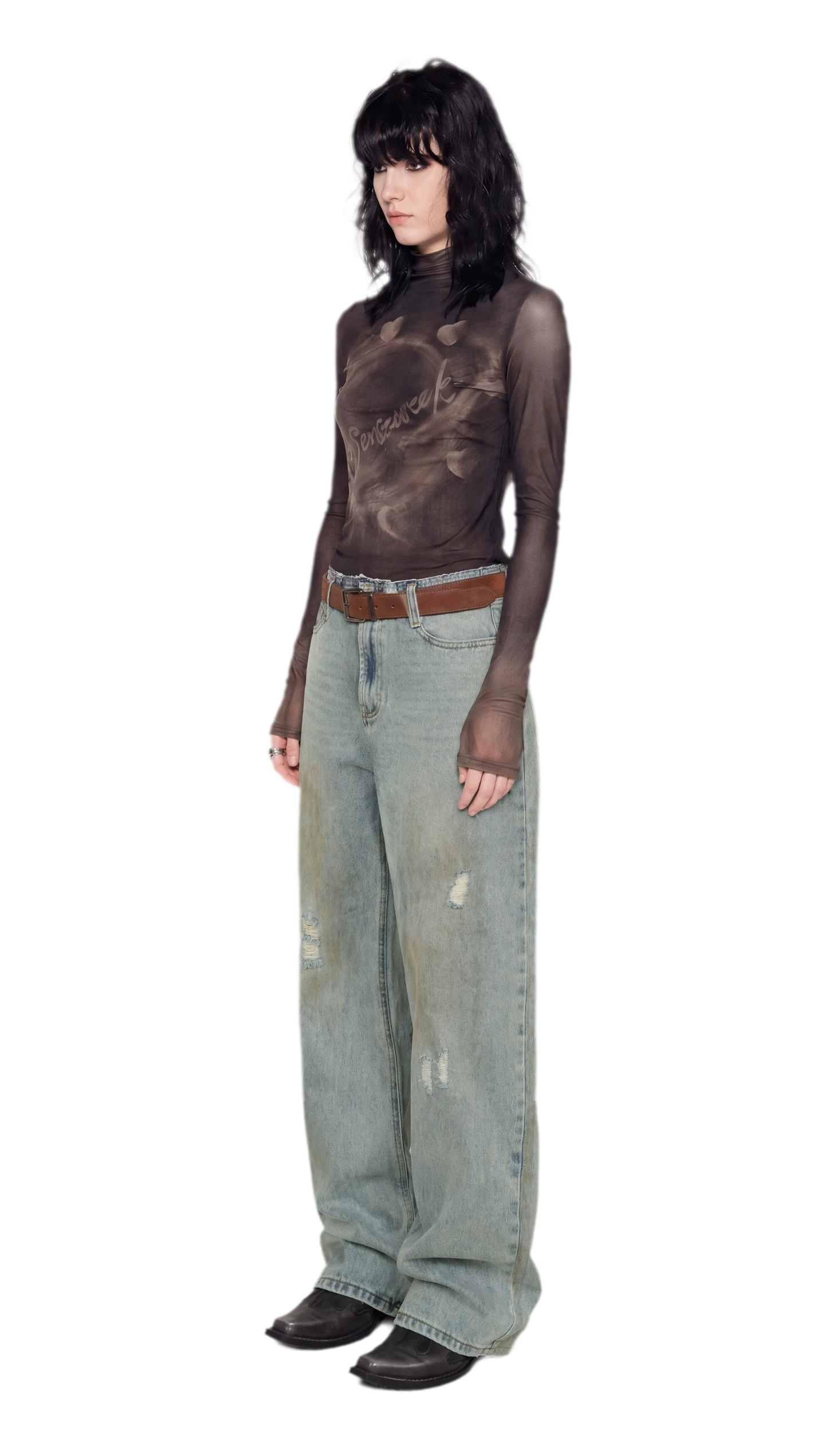 Vintage Washed Wide-Leg Jeans