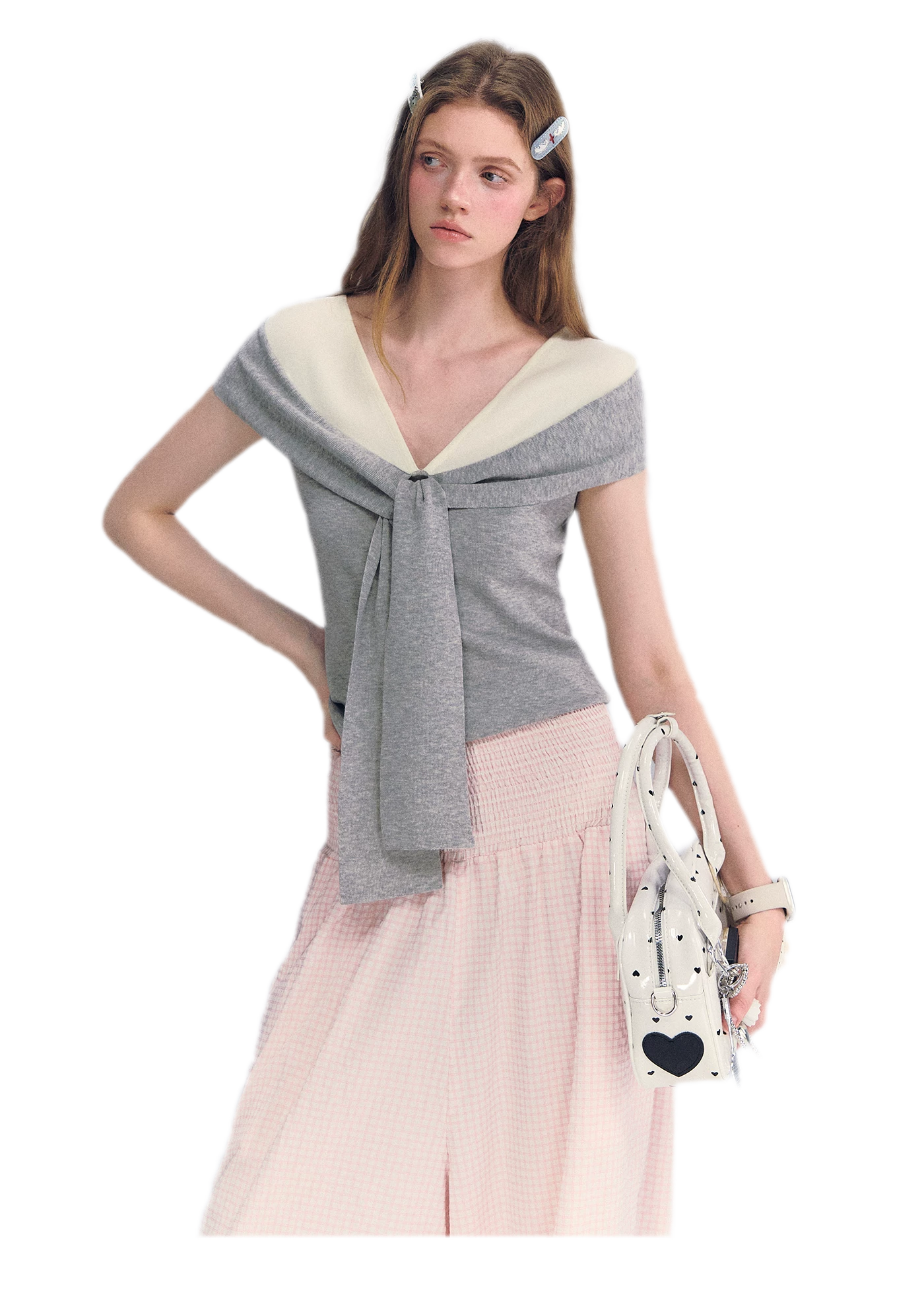 Colorblock Off-Shoulder Tee