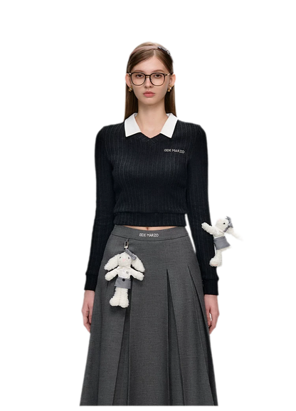 Faux Layered V-neck Sweater