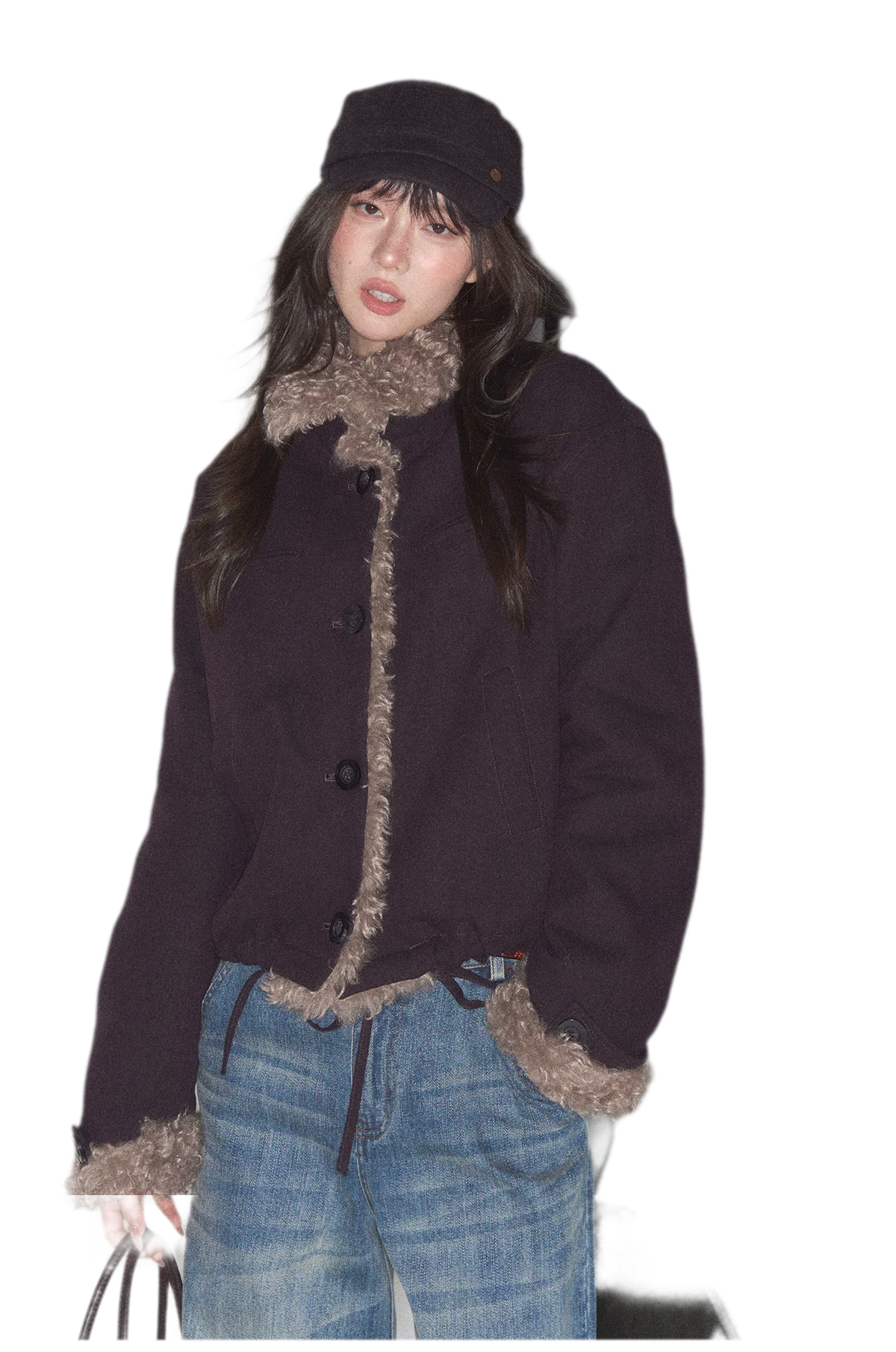 Plush Contrast Cropped Jacket