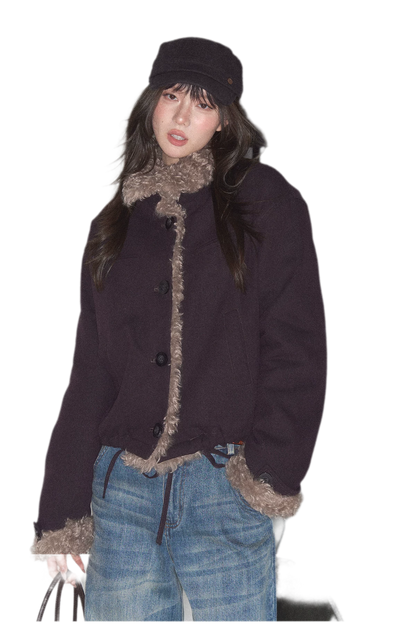 Plush Contrast Cropped Jacket