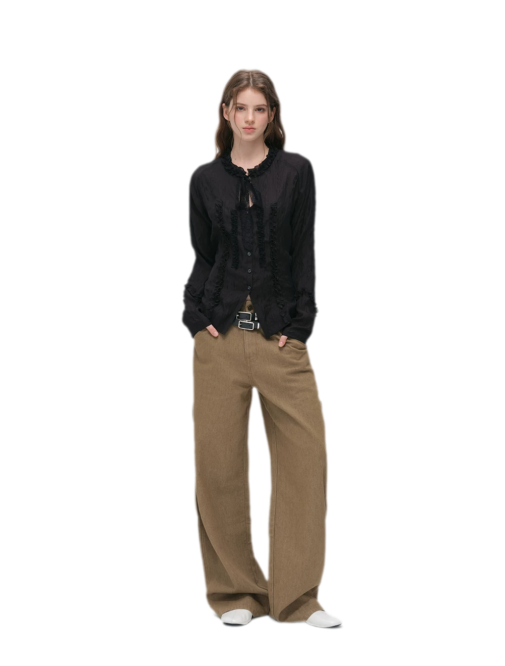 Textured Lace Waist-Shaped Shirt