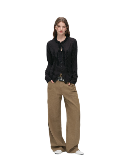 Textured Lace Waist-Shaped Shirt