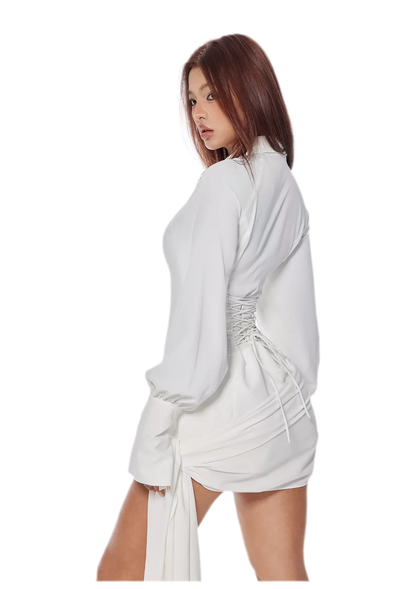 Draped Zipper Shirt Dress