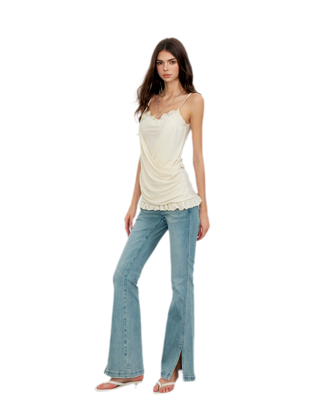 Lace Ruched Camisole Dress