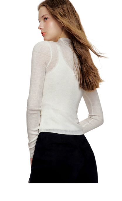 Fine Wool Ruched Bow Top