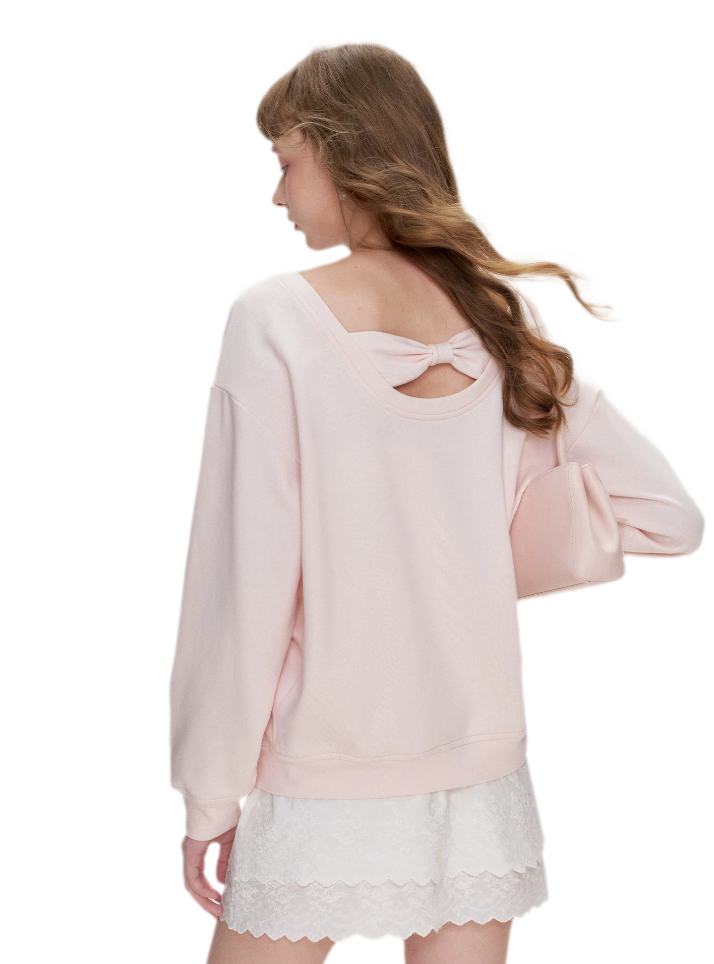 Lace Trim Back Cutout Pullover