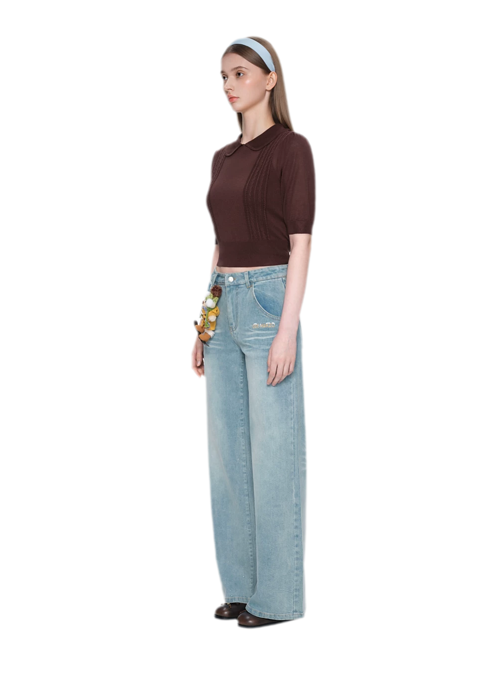 Shimmer Straight-Leg Denim Jeans