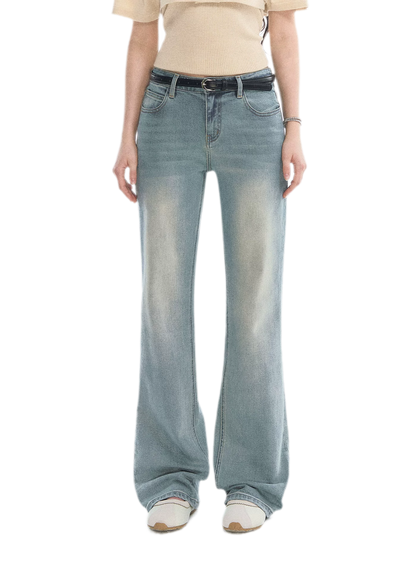 Washed Bow Embroidery Jeans