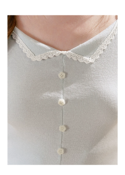 Lace Trim Knit Vest