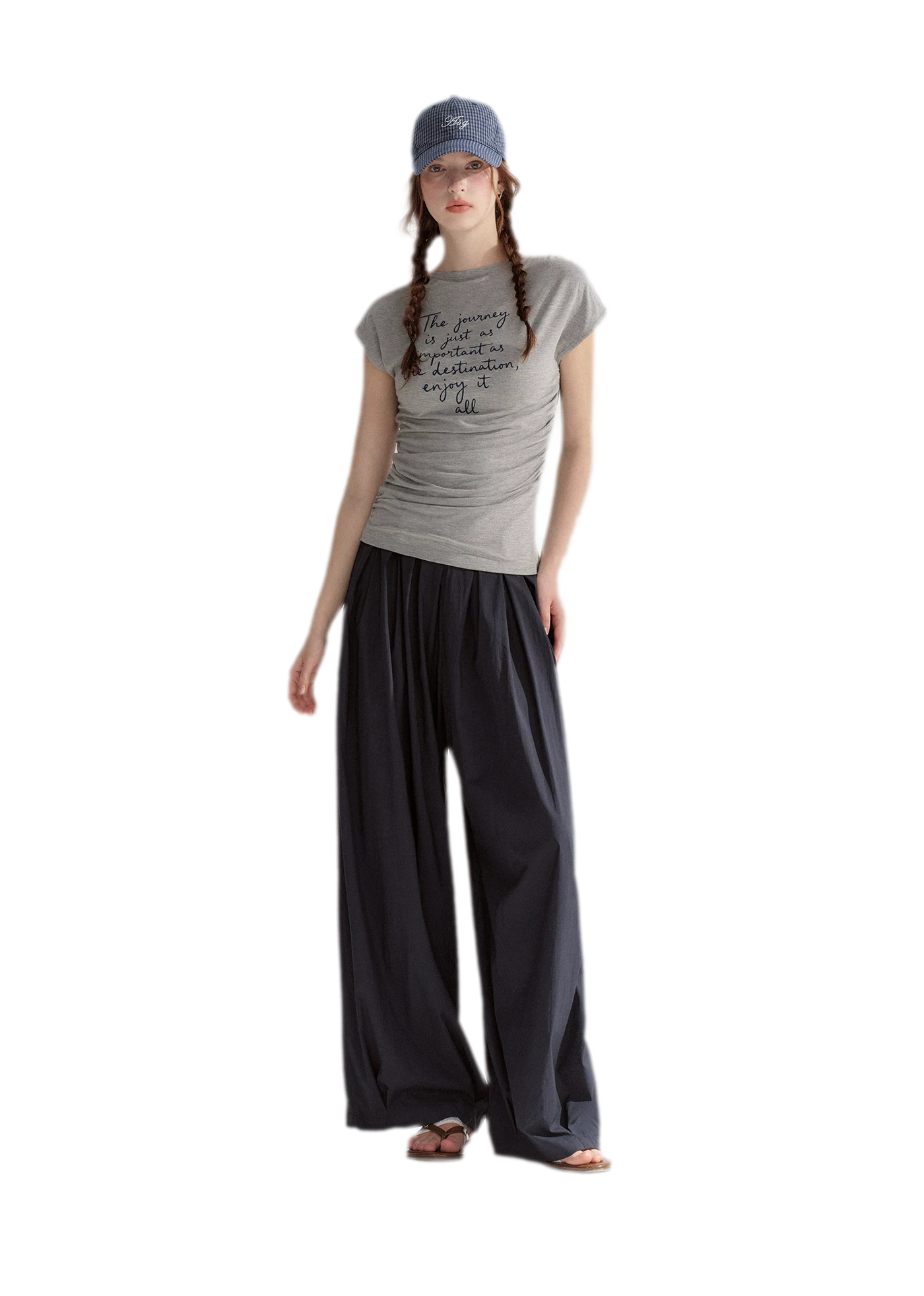 Ruched Embroidered Sleeve T-Shirt